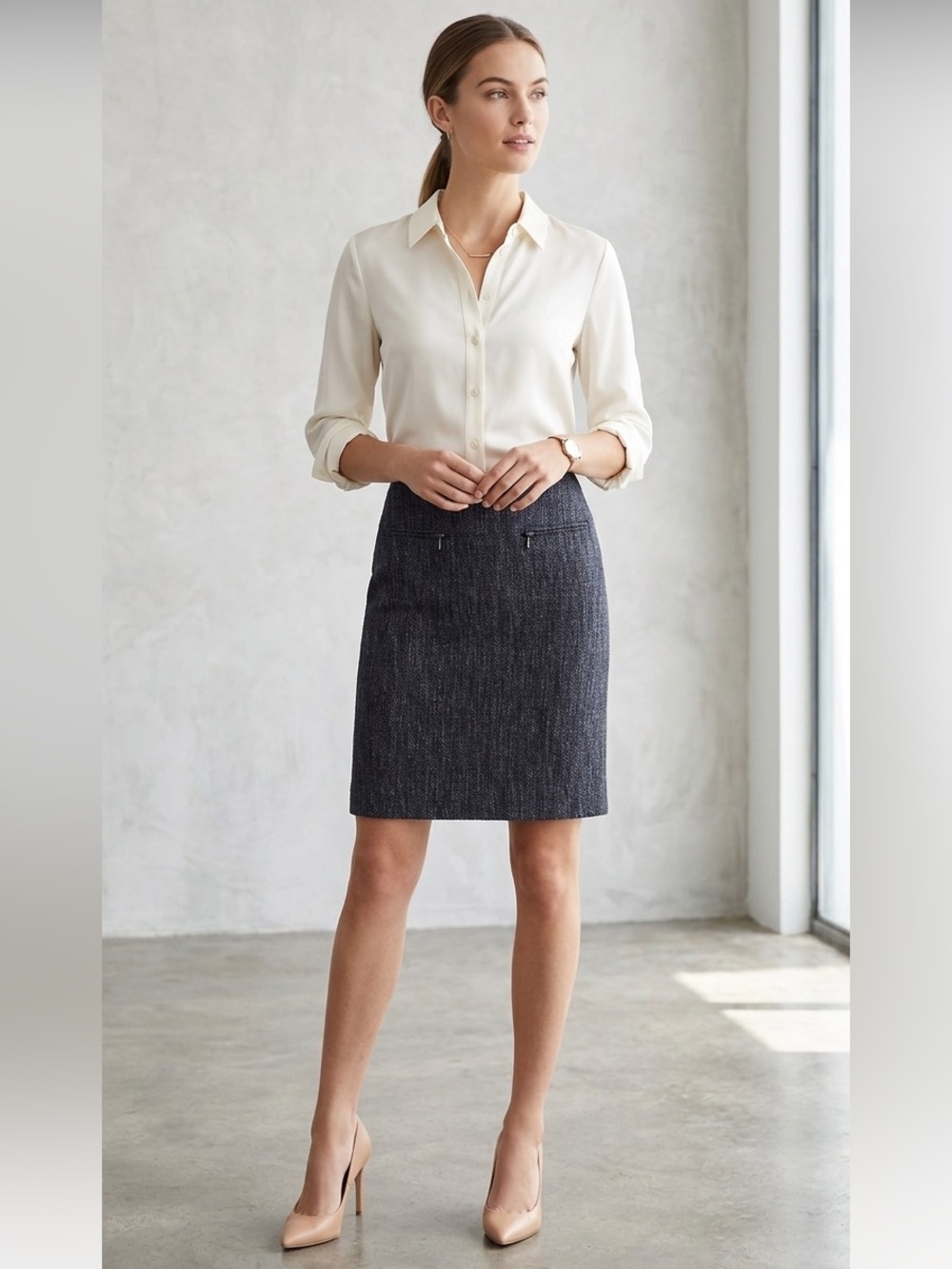 Ann Taylor Linen Blend Pencil Skirt NWOT 4